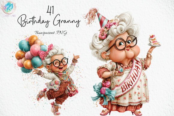 Download Birthday Quirky Granny Clipart PNG - Quirky Collection