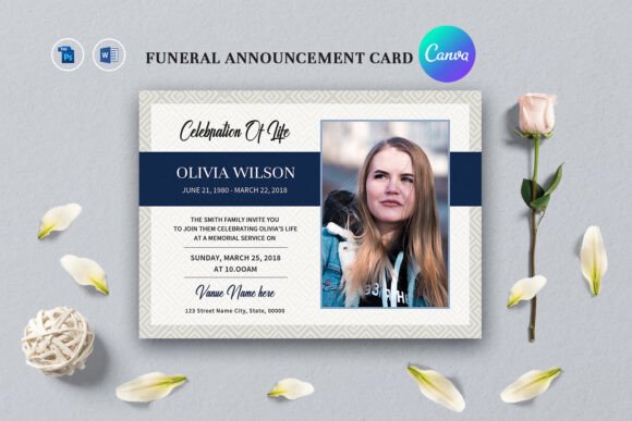 Download Elegant Funeral Announcement Card - Elegant Collection