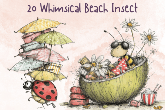 Download Whimsical Quirky Beach Insect Clipart - Quirky Collection